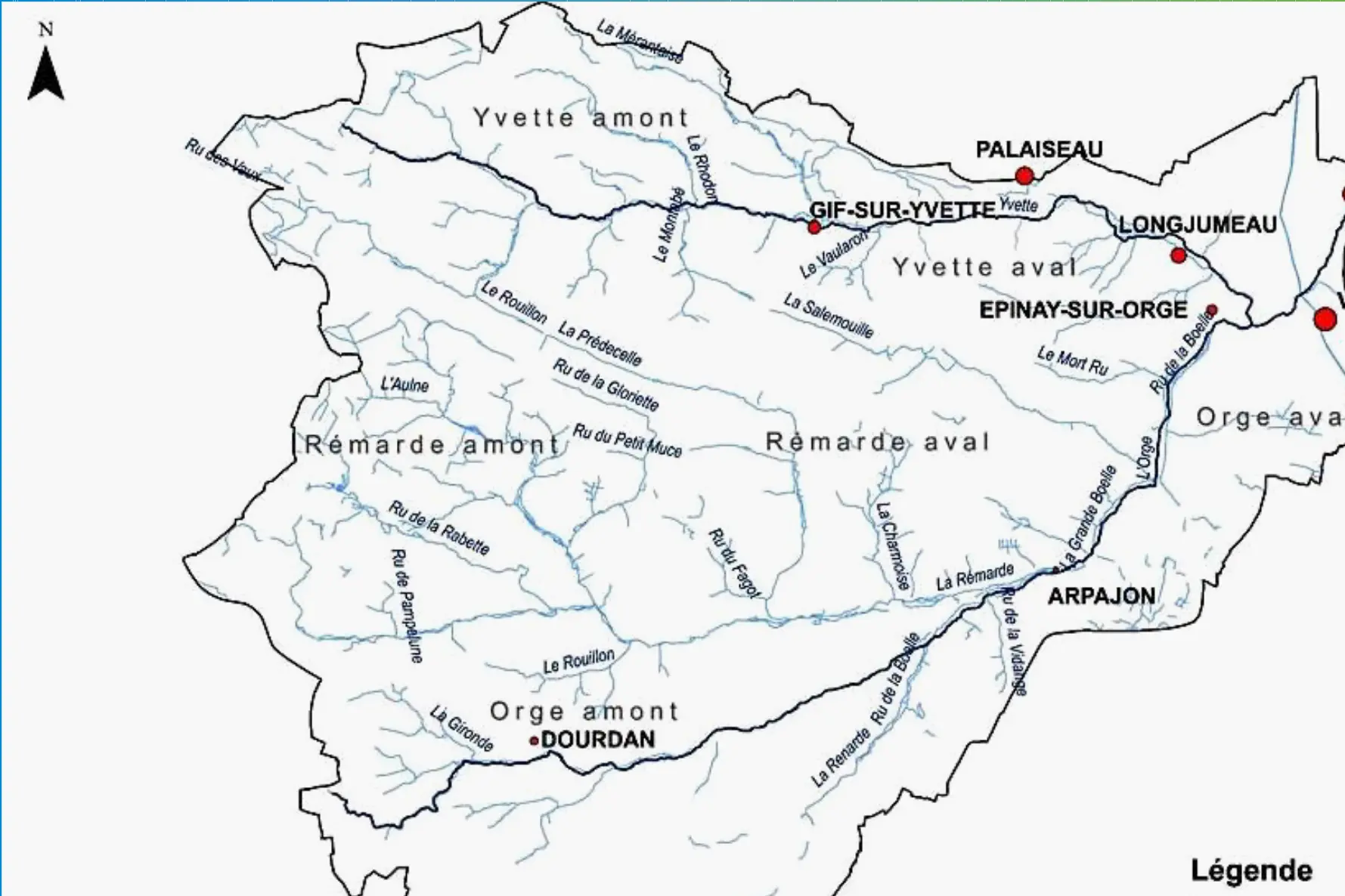 Carte aménagement hydraulique de la vallée orge-yvette